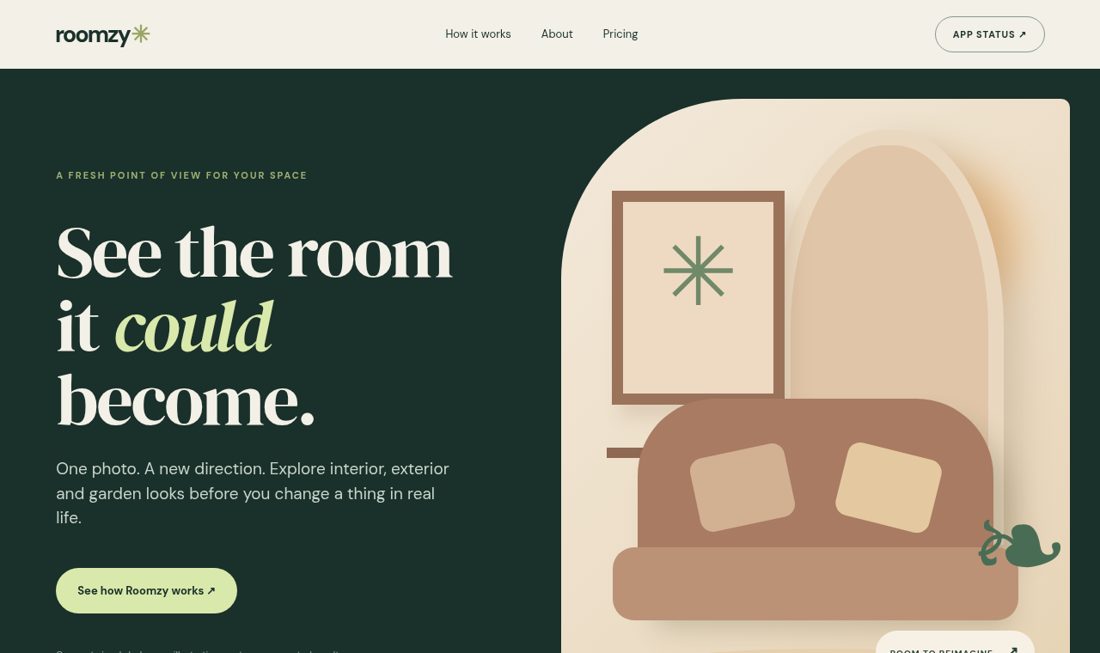 Roomzy website, captured 6 October 2026